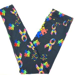 AUTISM PUZZLE AWARENESS RIBBONS CUSTOM LEGGINGS